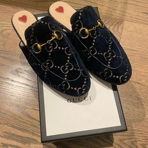 Gucci princetown GG velvet mule loafers